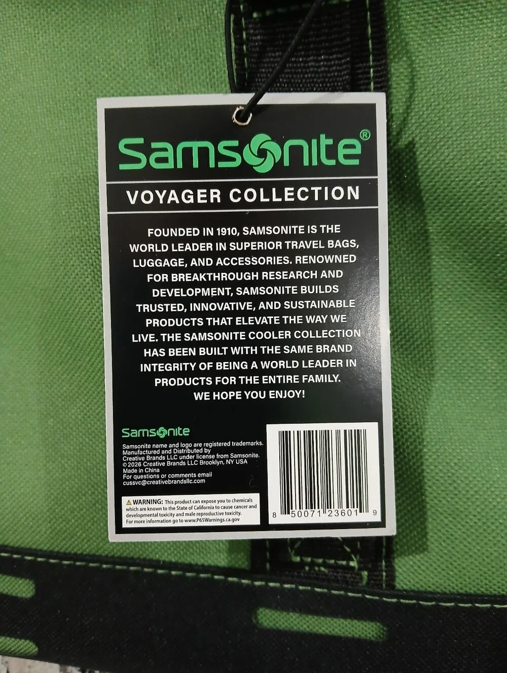 Samsonite Green and Black Insulated Duffel Cooler Bag